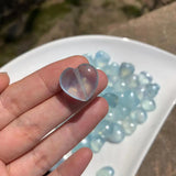 Aquamarine Heart Necklace Pendant Hand Carved Women Gemstone