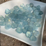 Aquamarine Heart Necklace Pendant Hand Carved Women Gemstone