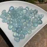 Aquamarine Heart Necklace Pendant Hand Carved Women Gemstone