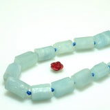 Aquamarine Matte Faceted Nugget Tube Loose Beads Semi Precious Stone