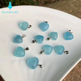 Aquamarine Necklace Pendant Heart Stone for Jewelry Making