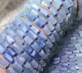 Natural Aquamarine Ore Stone Bead Irregular Column Shape Loose Beads