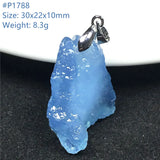 Natural Aquamarine Stone Pendant Jewelry Luck Love Gift Reiki Crystal