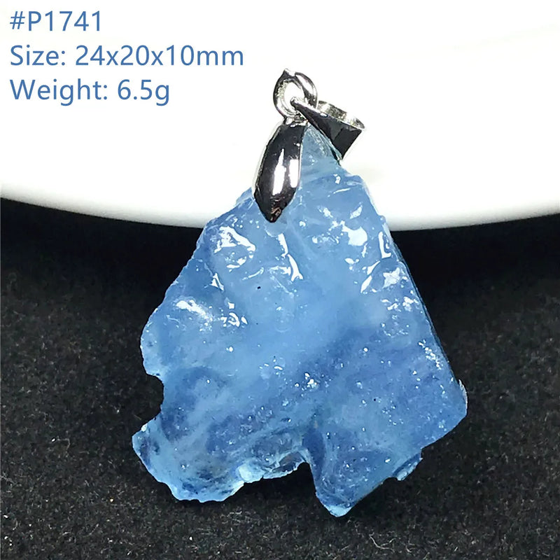 Natural Aquamarine Stone Pendant Jewelry Luck Love Gift Reiki Crystal