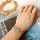 Aquamarine Pixiu Braided Rope Bracelet for Women