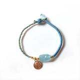Aquamarine Pixiu Braided Rope Bracelet for Women