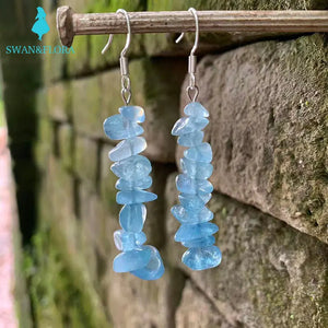 Aquamarine Quartz 925 Silver Earrings Women's Jewelry Gift