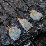 Aquamarine Raw Stone Pendant for Women