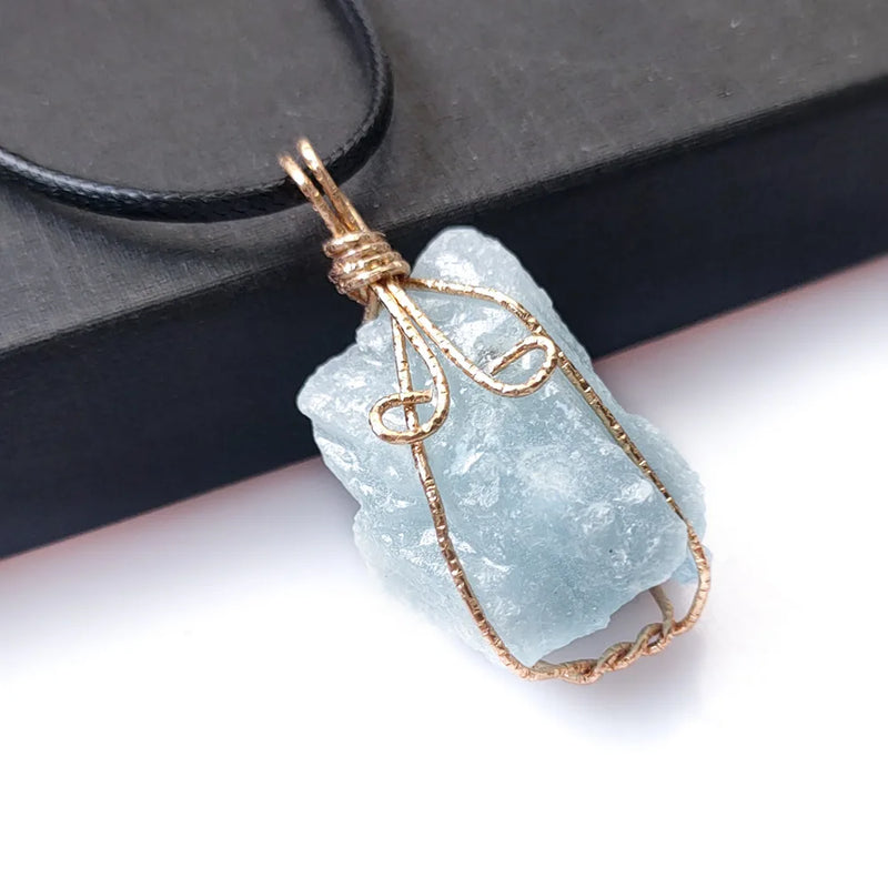 Aquamarine Raw Stone Pendant for Women