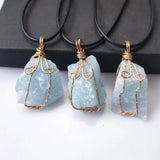 Aquamarine Raw Stone Pendant for Women