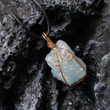 Aquamarine Raw Stone Pendant for Women