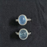 Natural Aquamarine Ring Big Stone Heart Rings Jewelry For Women Men