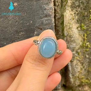 Natural Aquamarine Ring Big Stone Heart Rings Jewelry For Women Men
