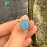 Natural Aquamarine Ring Big Stone Heart Rings Jewelry For Women Men