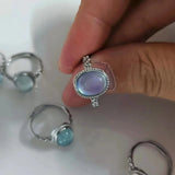 Natural Aquamarine Ring Big Stone Heart Rings Jewelry For Women Men