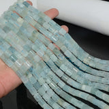 Natural Aquamarine Round Tube Beads 8x10mm