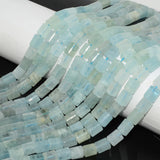 Natural Aquamarine Round Tube Beads 8x10mm