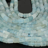 Natural Aquamarine Round Tube Beads 8x10mm