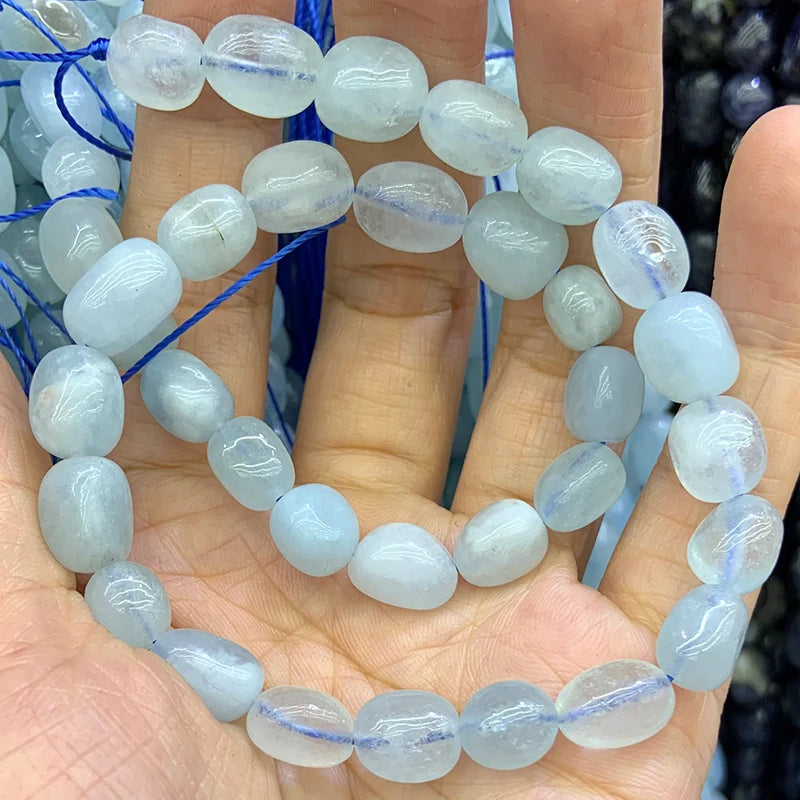 Natural Aquamarine Stone Beads 15'' Irregular DIY Loose Beads
