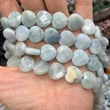 Aquamarine Stone Beads 15'' Faceted Heart DIY Loose Beads
