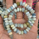 Aquamarine Stone Beads 15'' Faceted Rondelle DIY Loose Beads