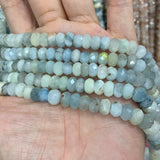 Aquamarine Stone Beads 15'' Faceted Rondelle DIY Loose Beads