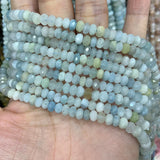 Aquamarine Stone Beads 15'' Faceted Rondelle DIY Loose Beads