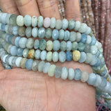 Aquamarine Stone Beads 15'' Faceted Rondelle DIY Loose Beads