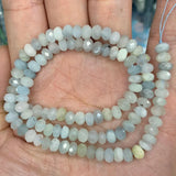 Aquamarine Stone Beads 15'' Faceted Rondelle DIY Loose Beads