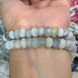Natural Aquamarine Stone Beads 15'' Faceted Rondelle Spacer Loose Beads