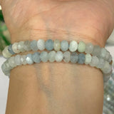 Natural Aquamarine Stone Beads 15'' Faceted Rondelle Spacer Loose Beads