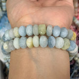 Natural Aquamarine Stone Beads 15'' Faceted Rondelle Spacer Loose Beads