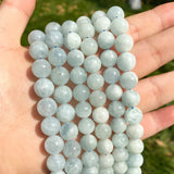 Aquamarine Stone Round Spacer Beads 15in Strand 6/8/10/12mm