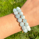 Aquamarine Stone Round Spacer Beads 15in Strand 6/8/10/12mm