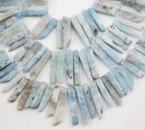 Aquamarine Stone Slice Beads Graduated Slabs Loose Necklace Making