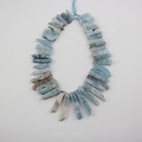 Aquamarine Stone Slice Beads Graduated Slabs Loose Necklace Making