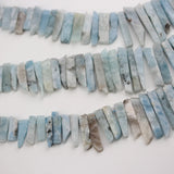 Aquamarine Stone Slice Beads Graduated Slabs Loose Necklace Making