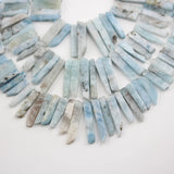 Aquamarine Stone Slice Beads Graduated Slabs Loose Necklace Making