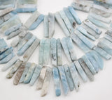 Aquamarine Stone Slice Beads Graduated Slabs Loose Necklace Making