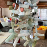 Aquamarine Stone Slice Beads Graduated Slabs Loose Necklace Making
