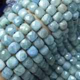 Natural Aquamarine Cube Beads Faceted Square for DIY Jewelry