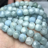 Natural Aquamarine Cube Beads Faceted Square for DIY Jewelry