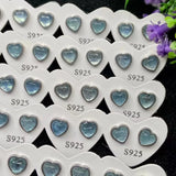 Natural Aquamarine Heart Shape Stud Earrings for Women