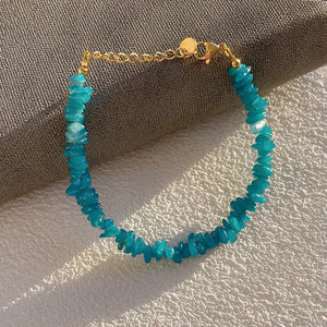 Natural Aquamarines Beads Bracelet Irregular Stone Bracelet Women