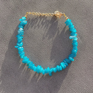 Natural Aquamarines Beads Bracelet Irregular Stone Bracelet Women