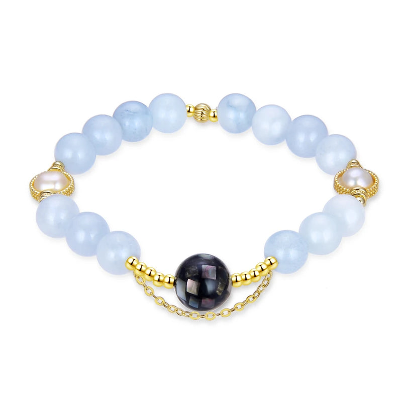 Aquamarines Freshwater Pearls Bracelet Romantic Crystal Yoga Bracelet