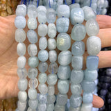 Natural Aquamarines Stone Beads 15'' DIY Loose Beads For Jewelry Making
