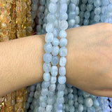 Natural Aquamarines Stone Beads 15'' DIY Loose Beads For Jewelry Making