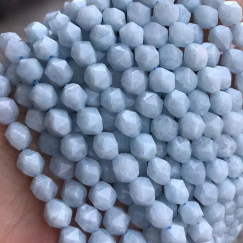 Natural Aquamarines Stone Faceted Irregular 6/8/10/12mm Jewelry Loose Beads