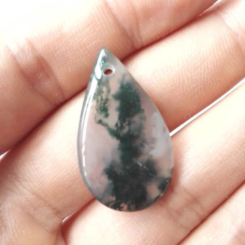 Natural Aquatic Agate Droplet Pendant Necklace Jewelry